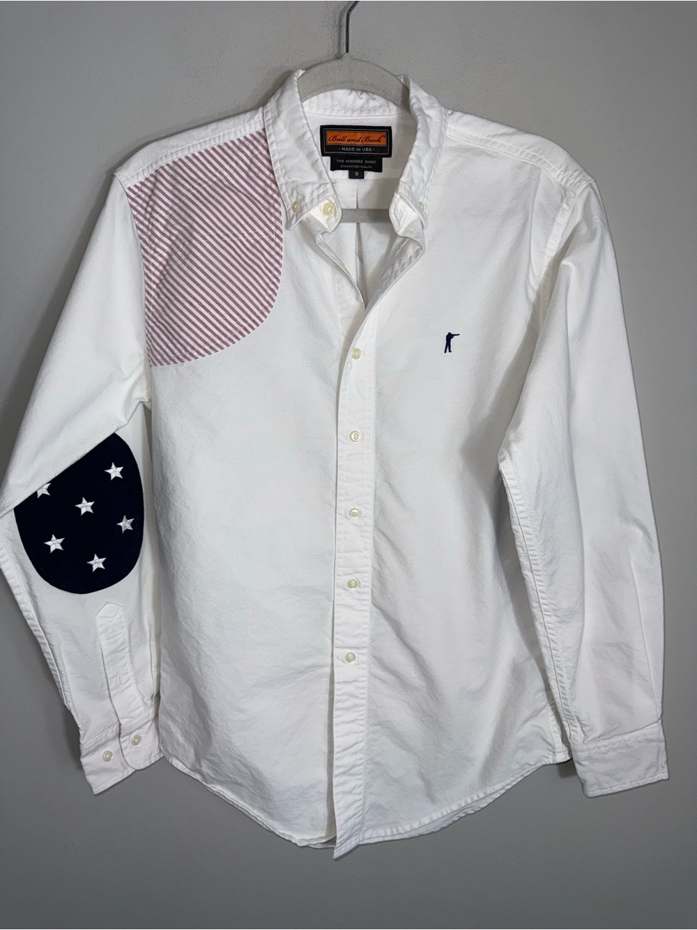 Ball And Buck Men's Button Down Shirt-Cotton-Hunter Shirt-White-Small